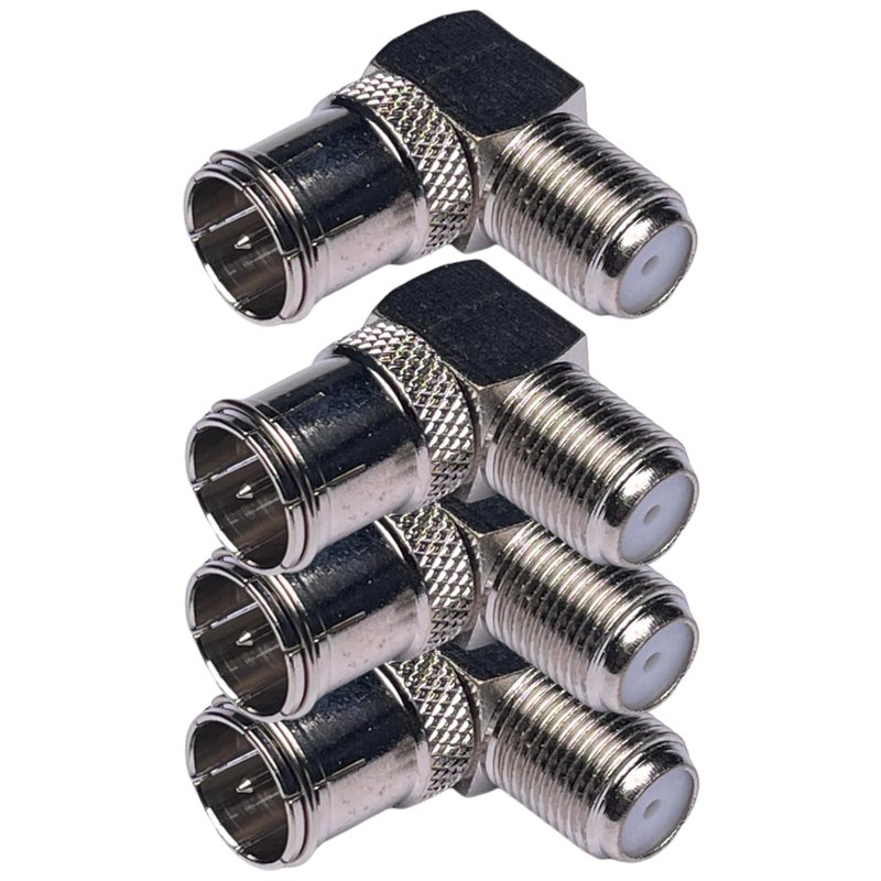 CESS Right Angle Coax F-Jack to F-Quick Push On Plug, Male/Female Adapter - Support Comcast, Time Warner, Cox Communications, Charter Communications, Verizon FiOS, and AT&T (4 Pack) - Image 2